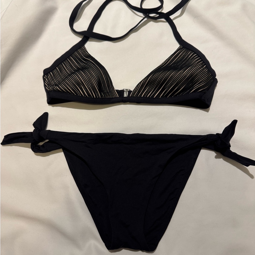 La Perla Black and Cream Bikini Set